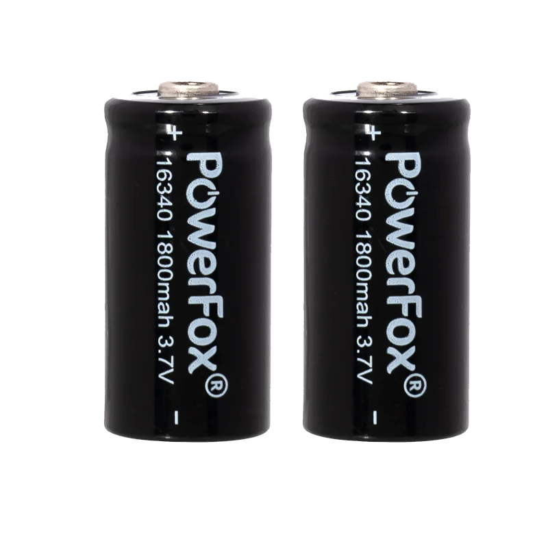 Dos baterías recargables PowerFox 16340 para punteros láser Pro Mini