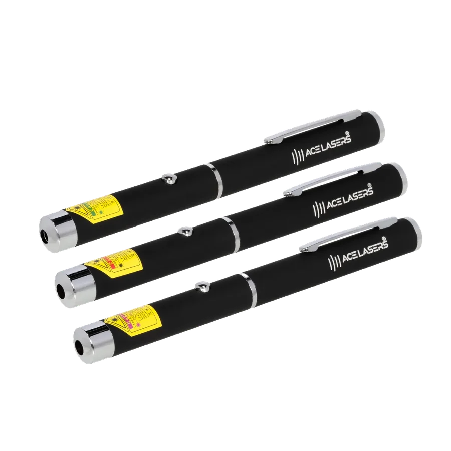 Set de tres punteros láser ACE Lasers AG-1 verde, AR-1 rojo y AV-1 violeta